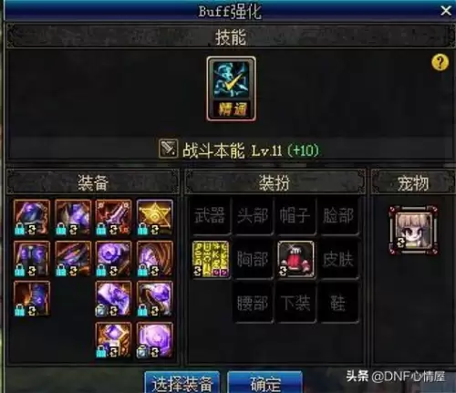dnfbuff换装满级-地下城各职业buff换装等级