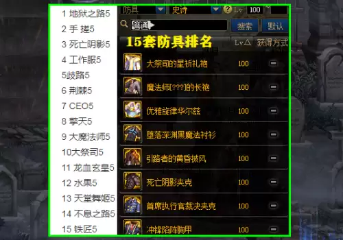 dnf装备排行榜