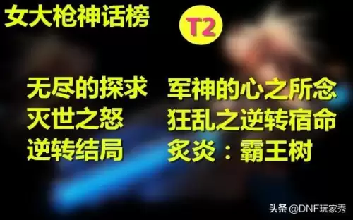 dnf女枪炮神话排名-dnf女弹药神话排名