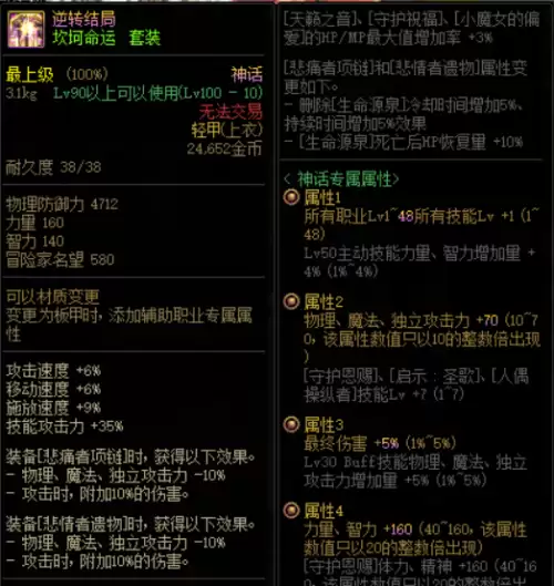 地下城最强神话排名-DNF神话装备