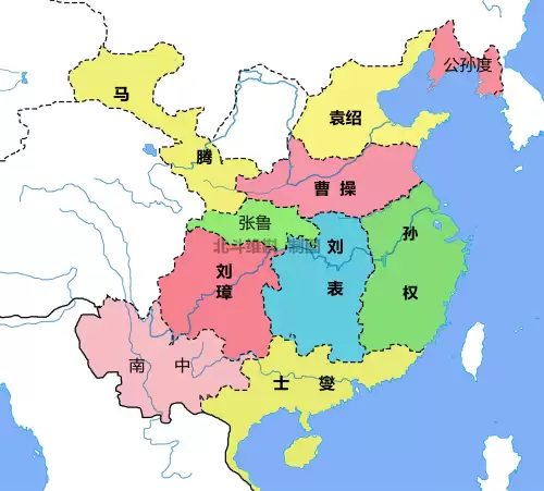 三国地形图高清可放大-东汉末年地图