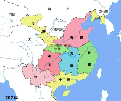 三国地形图高清可放大-东汉末年地图