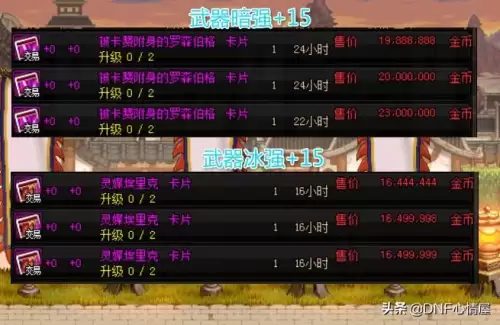 地下城卡片大全-dnf头肩附魔卡片有哪些
